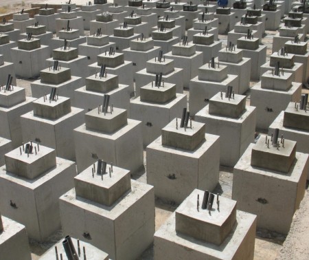 Prefabricated foundation (pyramidal, conical, heeled, tower, electrical department, road department, ...