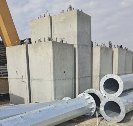 Prefabricated foundation (pyramidal, conical, heeled, tower, electrical department, road department, ...