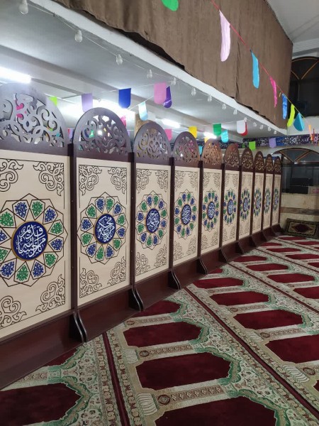 خرید پارتیشن مسجدی متحرک حکاکی آیات قرآن و اسماء الهی