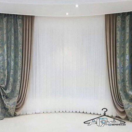 خشکشویی تخصصی انواع پرده با بازو و نصب مجدد.