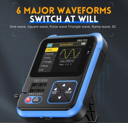 اسیلوسکوپ دیجیتال دستی سه‌کاره FNIRSI DSO-TC3