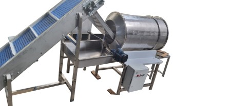 Date processing line includes sieve and wash and find metals
