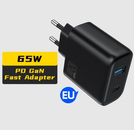 شارژر 65W دو پورت USB-C (PD) و USB-A (QC)