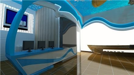 Showcase and fiberglass interior decoration