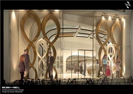 Showcase and fiberglass interior decoration