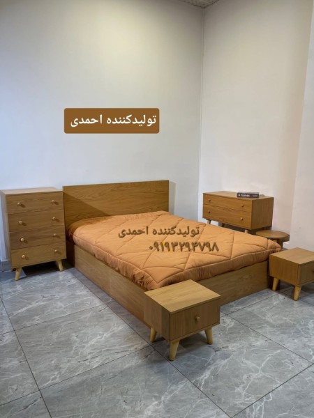 سرویس خواب دونفره چوبی ساده کلاسیک