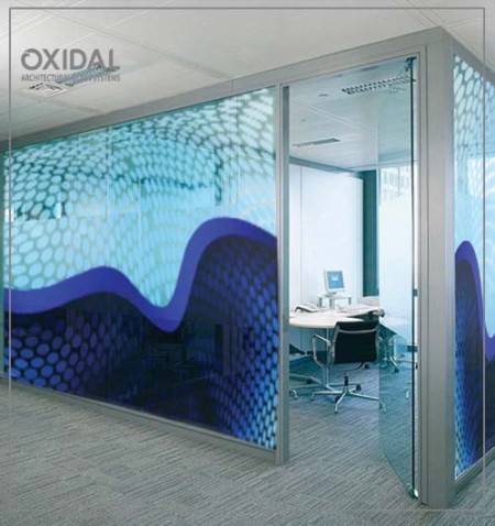 Frosted and Dark Colored Glass Partition
