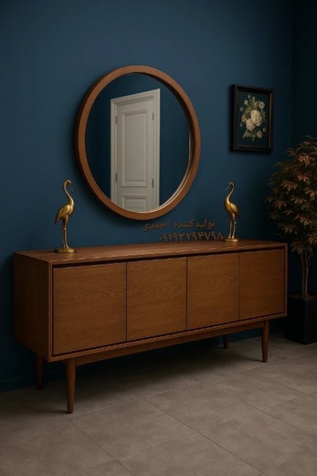 آینه کنسول فندقی چوبی کلاسیک