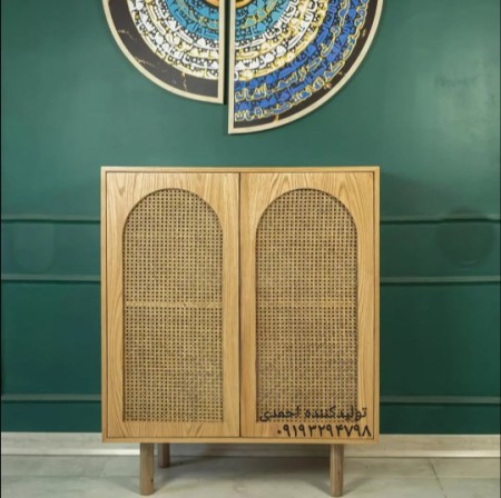 میزکنسول دو درب چوبی حصیری