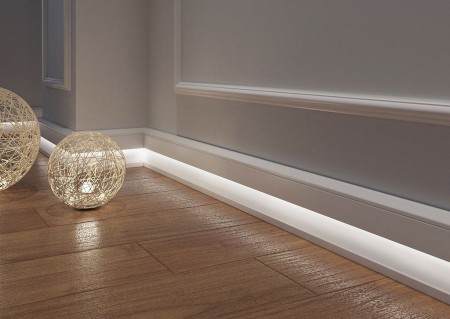 White 10 cm Light Cornice (Hidden Light) Made of Polystyrene (PVC)