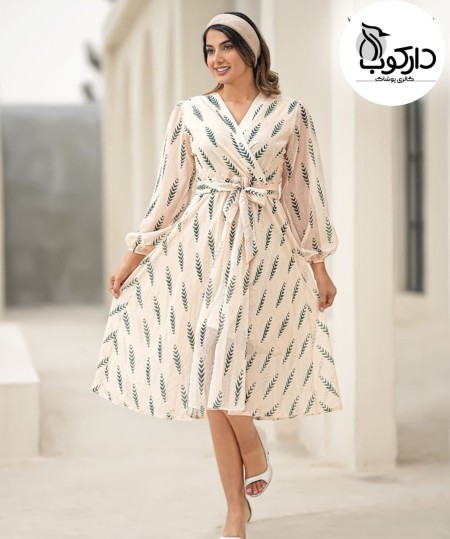 پیراهن مجلسی زنانه کرپ حریر طرحدار