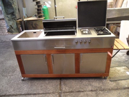 Gas Barbecue, Steel Gas and Charcoal Island Barbecue