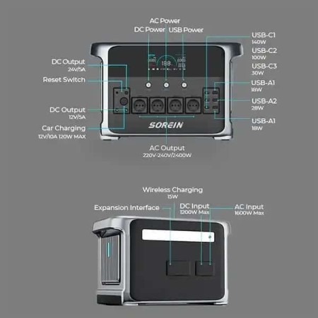 پاوراستیشن و پاوربانک سورین مدل Sorein P2400 Portable Power Station 2400W 2160Wh LiFePO4