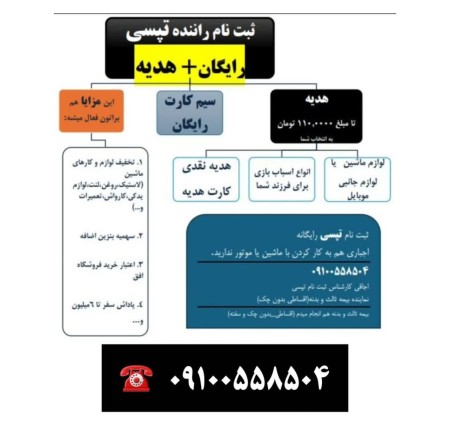 استخدام و ثبت نام رایگان راننده تپسی (موتور و ماشین) + هدیه نقدی