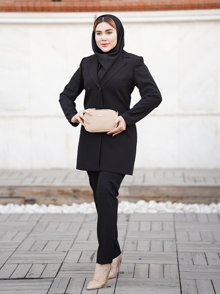 مانتو اداری فیونا چهار دکمه یقه انگلیسی آستردار کد 361
