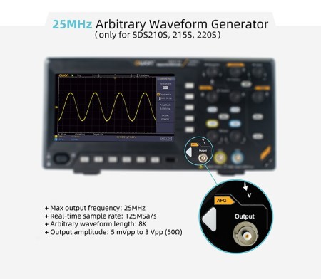 اسیلوسکوپ دیجیتال OWON SDS-215S | اسیلوسکوپ دو کاناله 150MHz با فانکشن ژنراتور