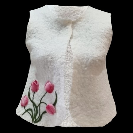 Horflat Brand Felt Vest with Tulip Design