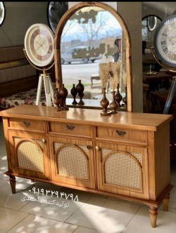 Classic Woven Oak Wood Console Table