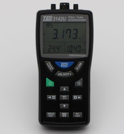 بادسنج پیتوت تیوب TES-3142 | مانومتر تفاضلی و دستگاه اندازه‌گیری سرعت و دبی هوا