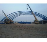 Shed construction - metal frame - overhead crane - stacking