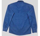 قمیص جینز أزرق داکن بجیبین وأکمام طویلة 124006-2